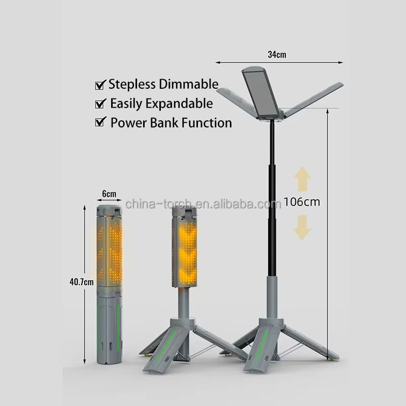 16-Function Rechargeable Folding Work Lamp – 270° Stepless Dimming
