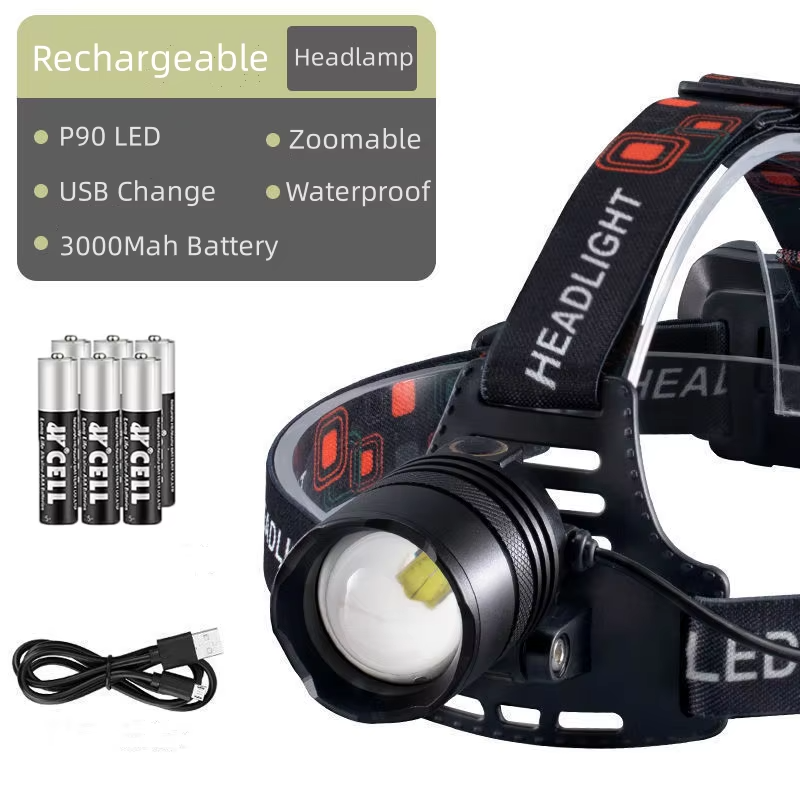 1000lm Rechargeable Zoomable Headlamp – 90° Adjustable
