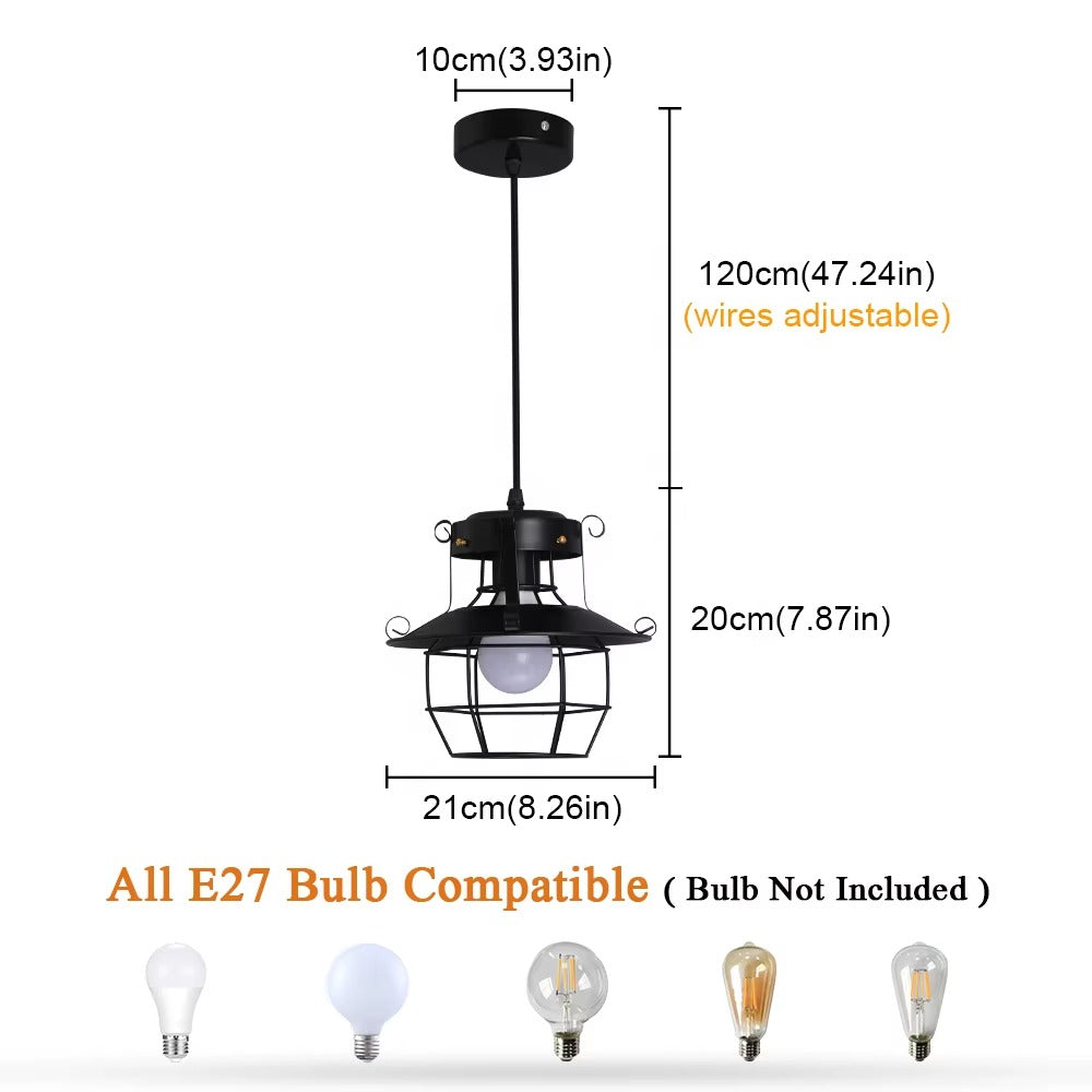 E27 Black Cage Industrial Iron ArtDinning Room Living Room Chandeliers Pendant Light for