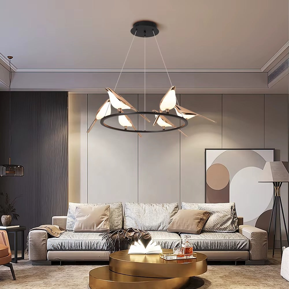 Custom 6-Head Bird Pendant Light – Indoor Decor
