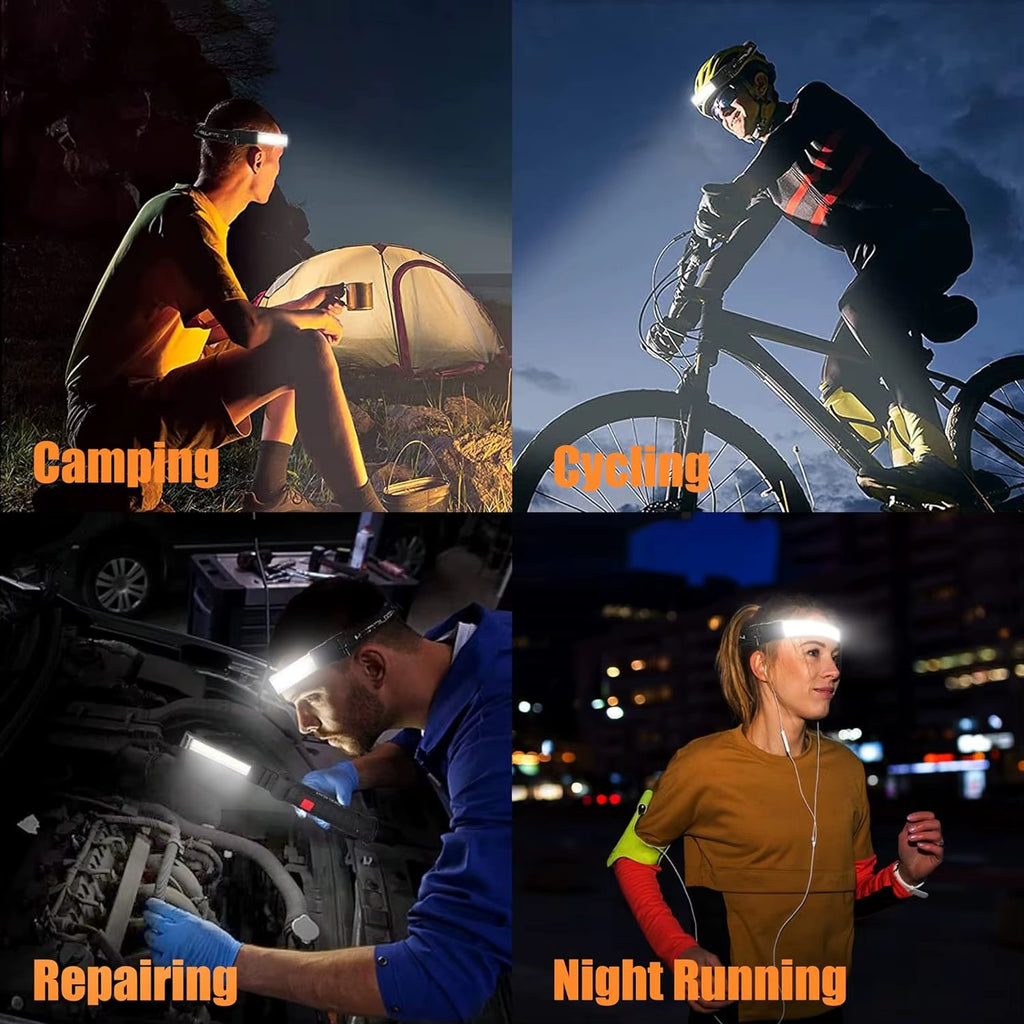 USB-Rechargeable COB LED Headlamp – 230° Wide Beam