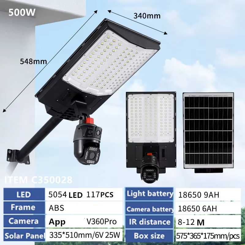Smart App-Controlled Solar Floodlight with Integrated Monitoring (400W/500W/600W)