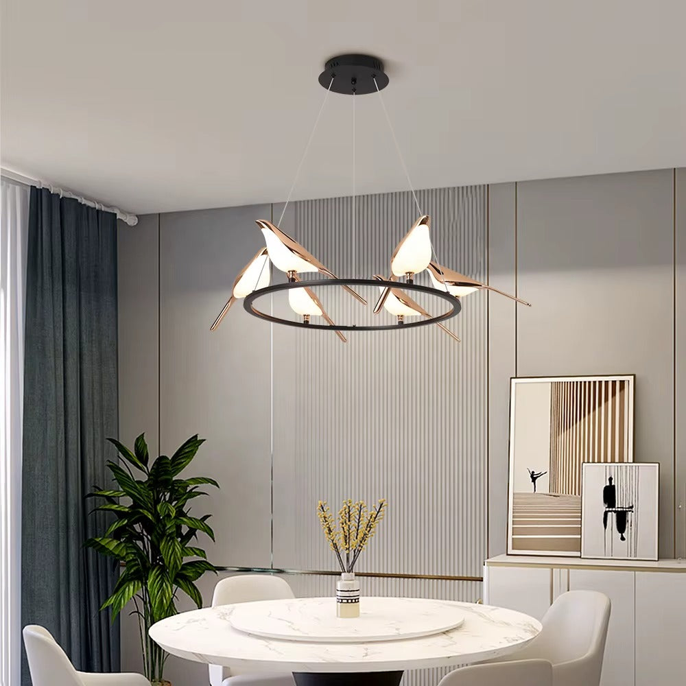 Custom 6-Head Bird Pendant Light – Indoor Decor