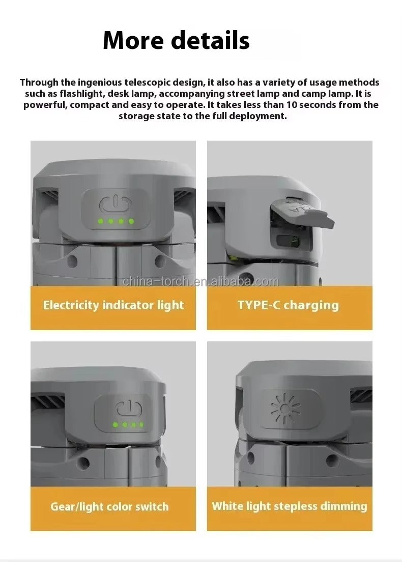 16-Function Rechargeable Folding Work Lamp – 270° Stepless Dimming