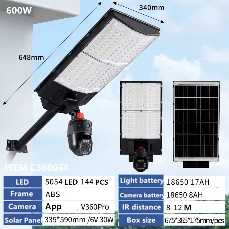 Smart App-Controlled Solar Floodlight with Integrated Monitoring (400W/500W/600W)