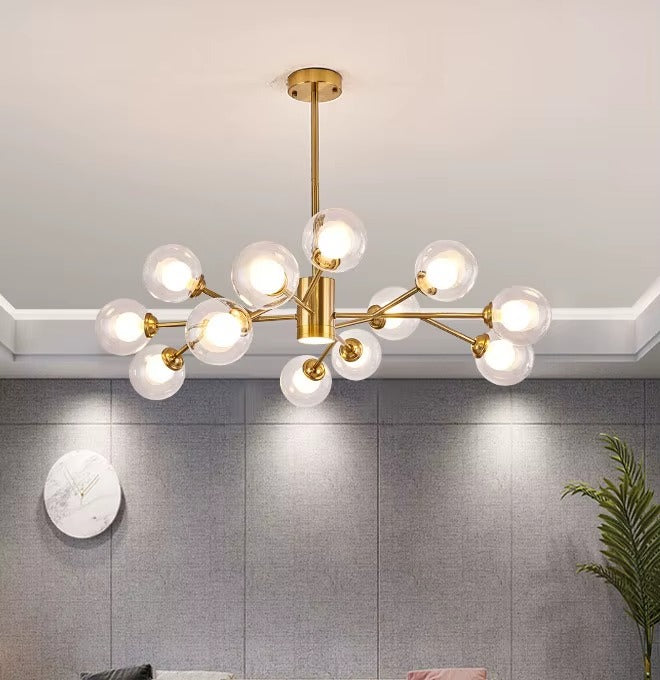 Modern Nordic Golden Glass Pendant Light – Multi-Bulb Design for Home