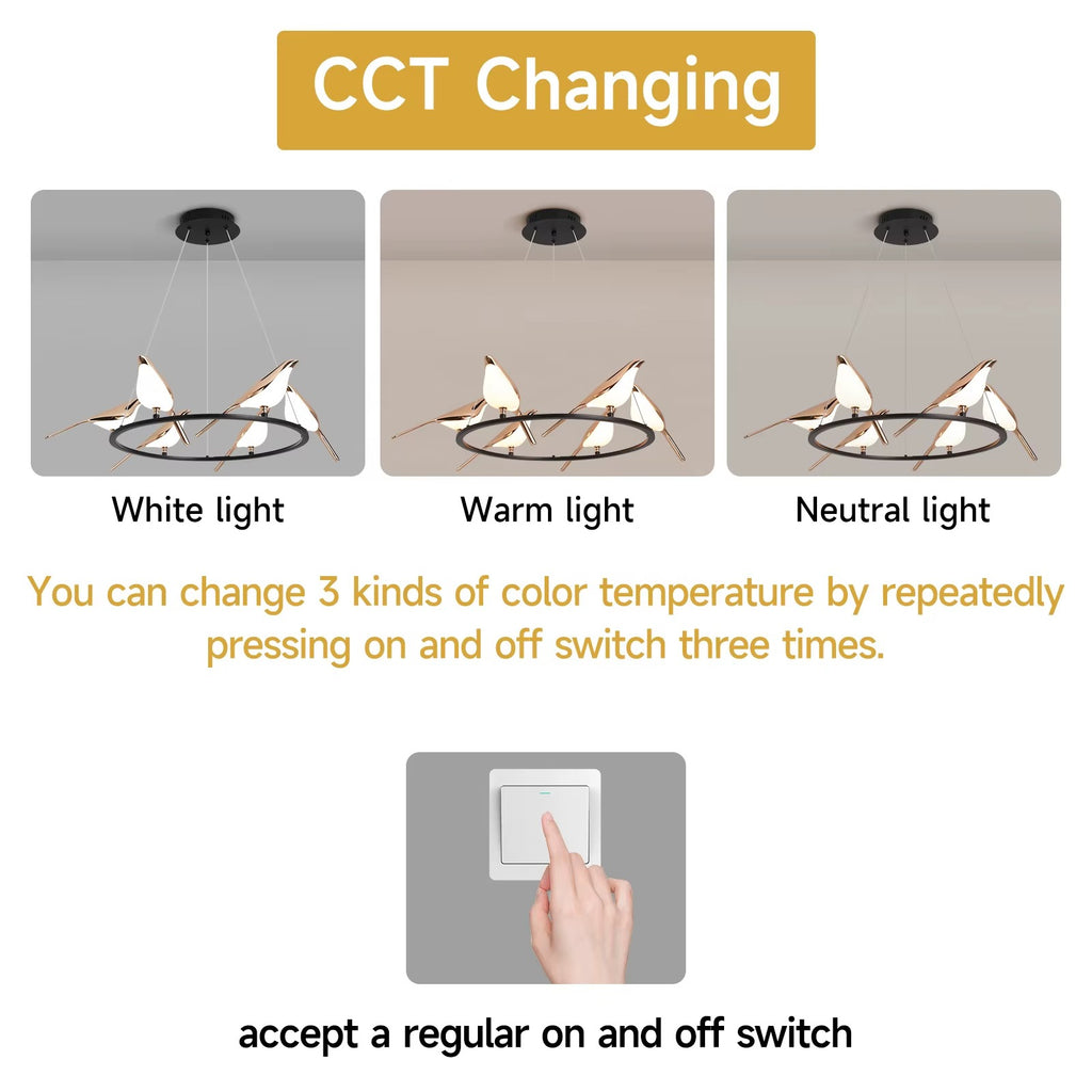 Custom 6-Head Bird Pendant Light – Indoor Decor