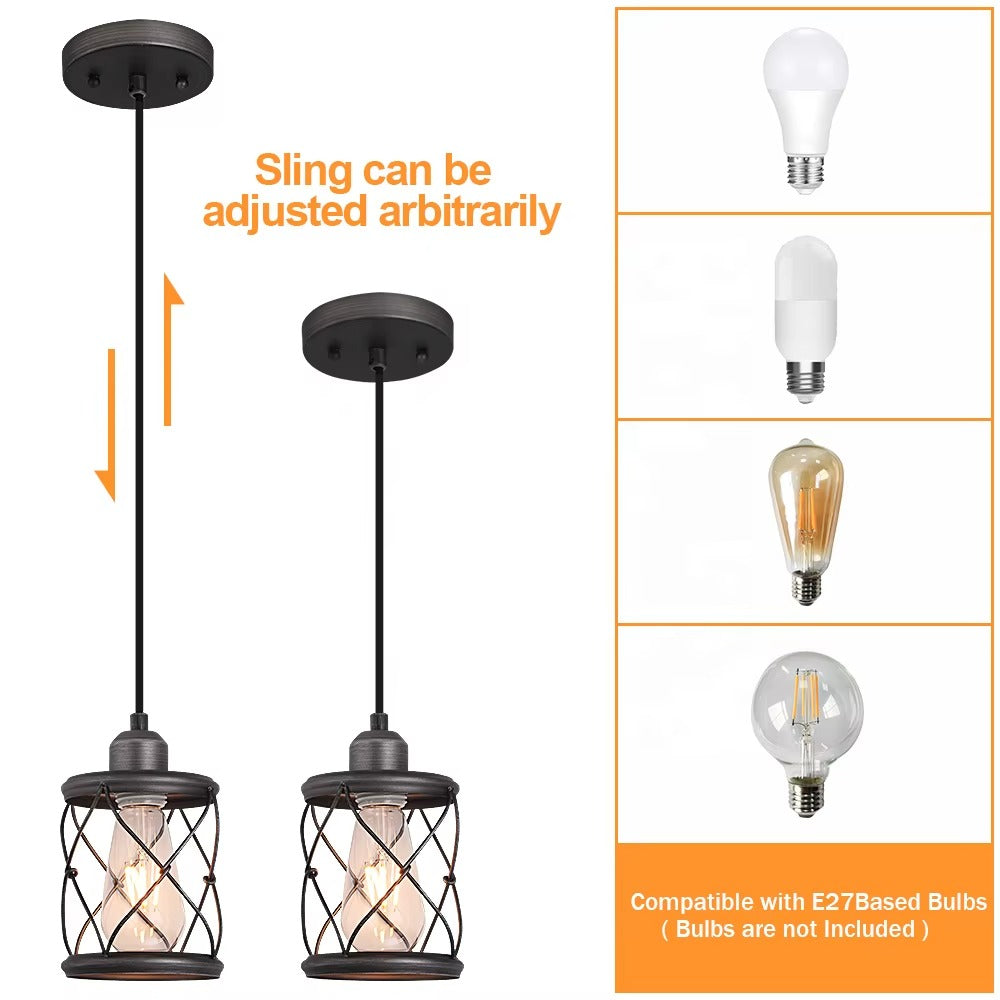 Metal Cage Hanging Pendant Light – Nordic Style for Restaurant Hotel Kitchen