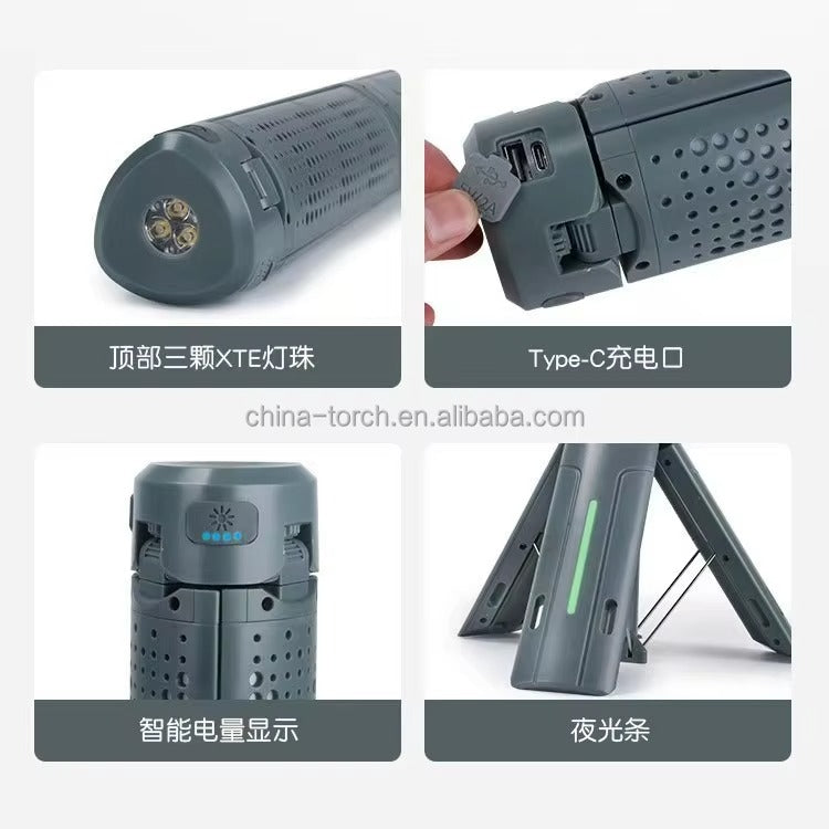 16-Function Rechargeable Folding Work Lamp – 270° Stepless Dimming