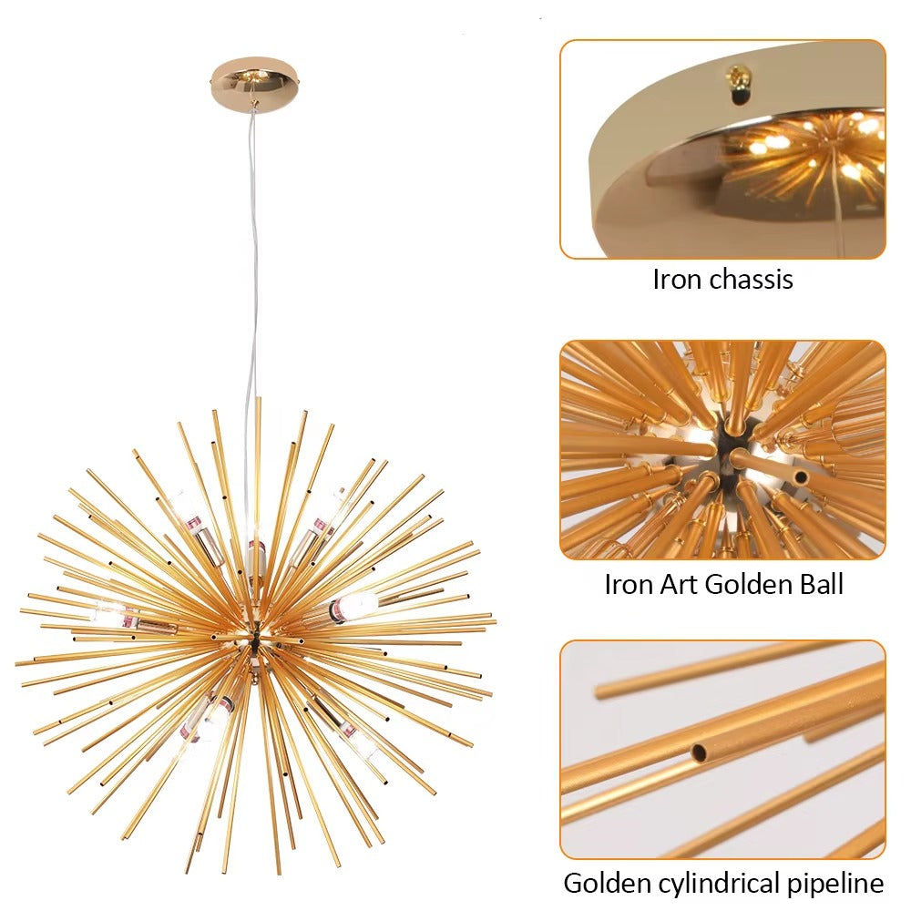 European Modern Golden Aluminum LED Pendant Light – Sea Urchin Style