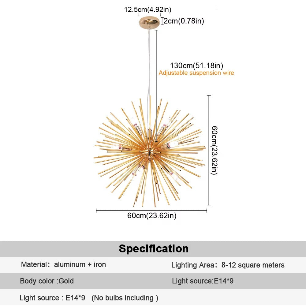 European Modern Golden Aluminum LED Pendant Light – Sea Urchin Style
