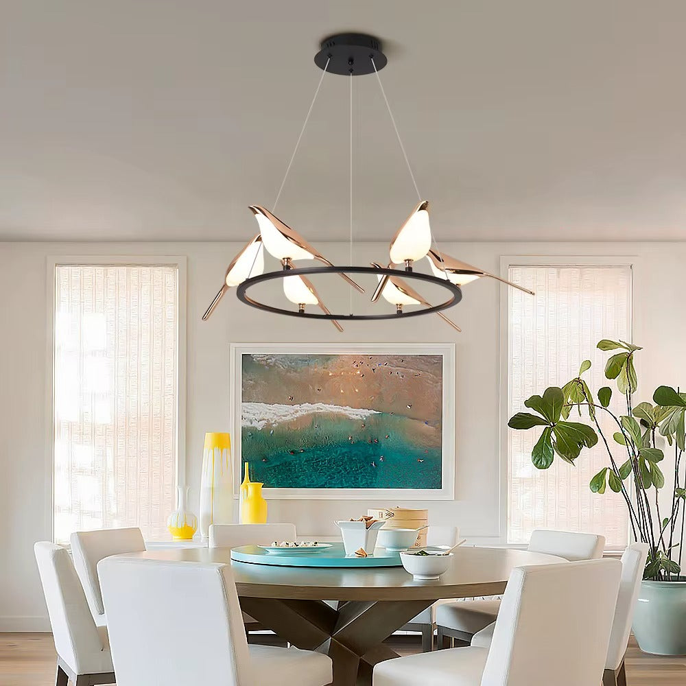 Custom 6-Head Bird Pendant Light – Indoor Decor