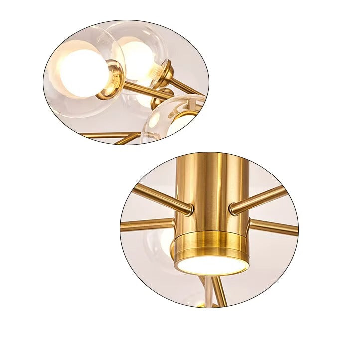 Modern Nordic Golden Glass Pendant Light – Multi-Bulb Design for Home