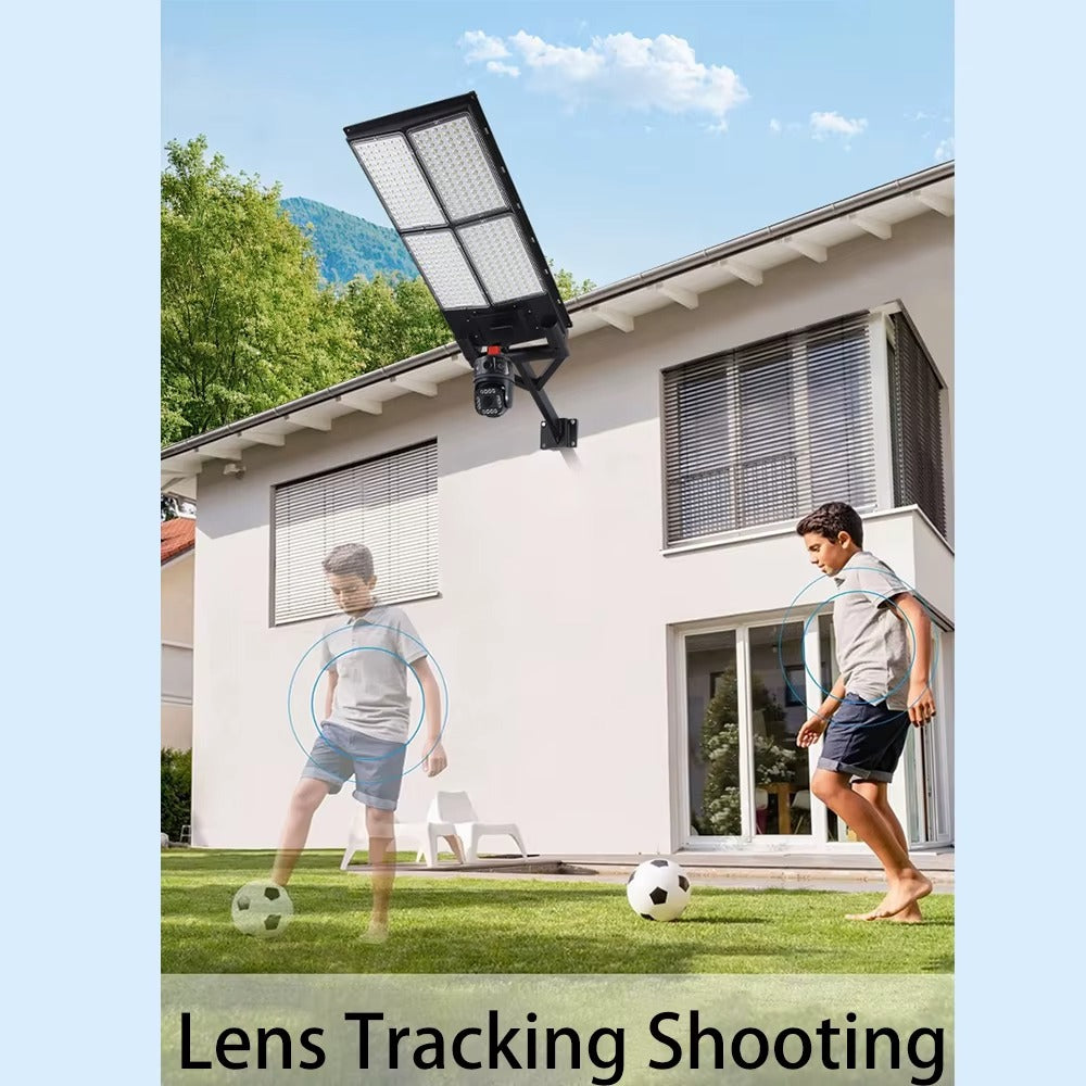 Dusk-to-Dawn IP65 Solar Security Flood Light with Wireless Surveillance