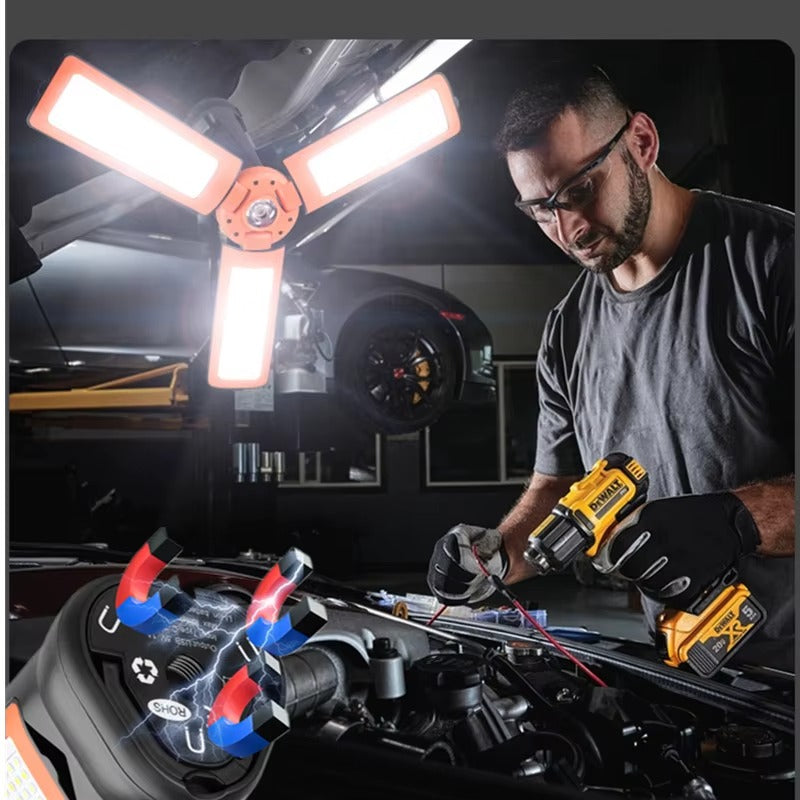 3-Head Solar/Type‑C Work Light – Waterproof Telescopic Tripod