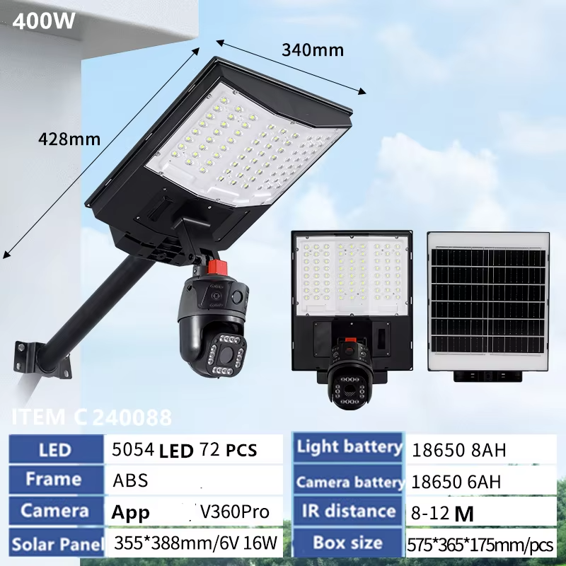 Smart App-Controlled Solar Floodlight with Integrated Monitoring (400W/500W/600W)