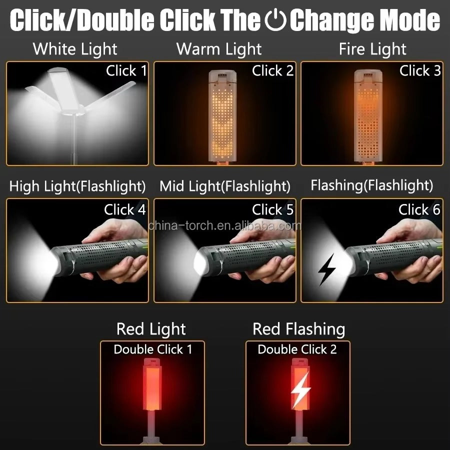 16-Function Rechargeable Folding Work Lamp – 270° Stepless Dimming